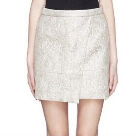 J. Crew Dresses & Skirts - J. Crew | Metallic Jacquard Origami Faux Wrap Mini Skirt Champagne Size 10